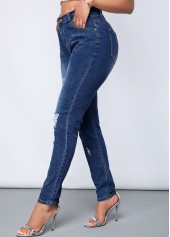 Shredded Acid Washed Slant Pocket Jeans | thumb picture 