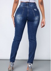 Shredded Acid Washed Slant Pocket Jeans | thumb picture 
