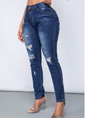 Shredded Acid Washed Slant Pocket Jeans | thumb picture 