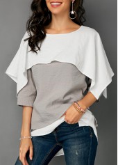 Contrast Overlay Detail Layered Hem Blouse | thumb picture 