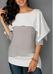 Contrast Overlay Detail Layered Hem Blouse | thumb picture 