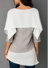 Contrast Overlay Detail Layered Hem Blouse | thumb picture 