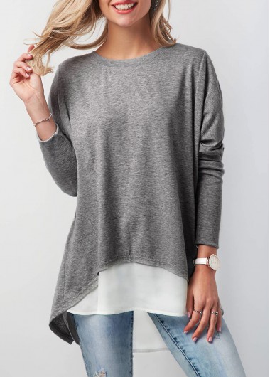 Modlily Contrast Round Neck Button Back T Shirt - XS