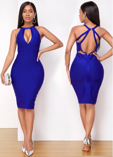 Modlily Cutout Front Strappy Back Sleeveless Bodycon Dress - S