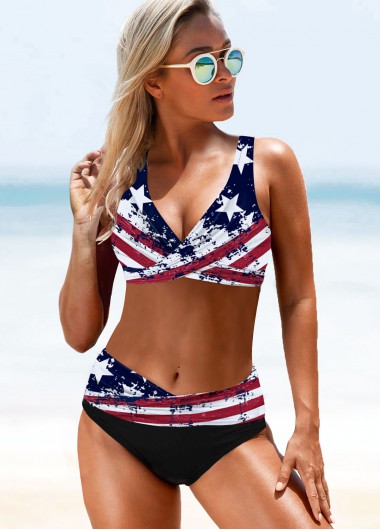 Modlily American Flag Bikini - S