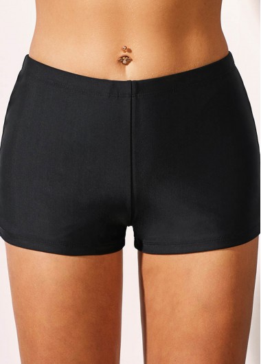 Modlily Black Mid Waist Swimwear Shorts - XS