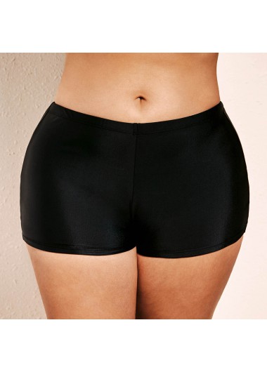 Modlily Plus Size Black Mid Waist Swimwear Shorts - 2X