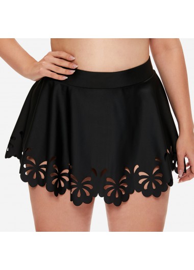 Modlily Plus Size Pierced Black High Waist Pantskirt - 3X