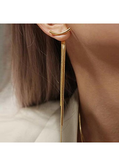 Gold Metal Chain Tassel Earring Set