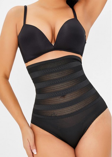 Modlily High Waist Black Mesh Shapewear Panty - 3XL