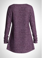 V Neck Long Sleeve Purple T Shirt | thumb picture 