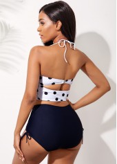 Polka Dot Bowknot Halter High Waisted Bikini Set | thumb picture 