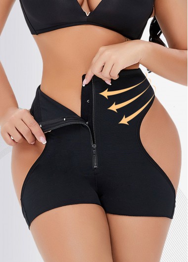 Modlily Cutout Back Zip Detail Black Panties - 5XL