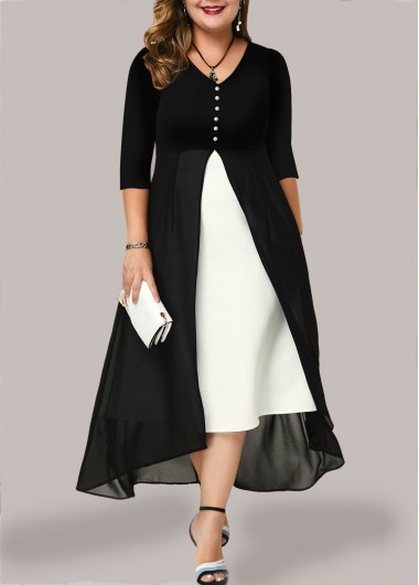  Modlily-Plus Size > Plus Size Dresses-COLOR-black,white,blue