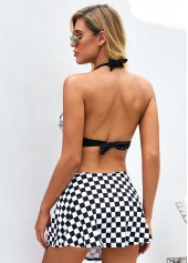 Checkered Print Halter Buckle Detail Bikini Set | thumb picture 