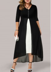 Plus Size Multi Color Tummy Coverage Half Sleeve Dress | thumb picture 