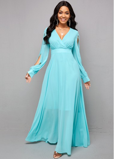 Modlily Cutout Sleeve V Neck Maxi Dress - L