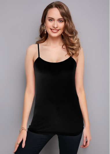 Modlily Spaghetti Strap Solid Soft Camisole Top - S