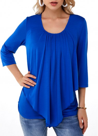 Modlily Layered Round Neck Three Quarter Sleeve T Shirt - XS