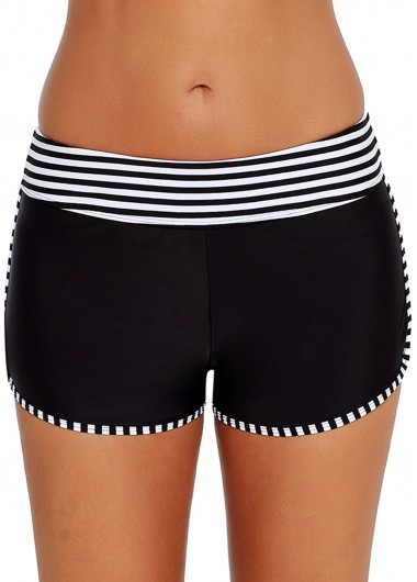 Modlily Monochrome Stripe Mid Waist Swimwear Shorts - 3XL