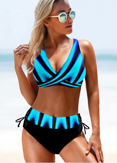 Modlily High Waisted Colorful Printed Bikini Set - M