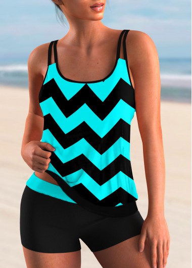 Modlily Geometric Print Spaghetti Strap Tankini Set - S