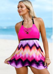 Halter Ombre Lattice Front Swimdress and Panty