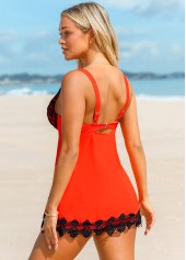 Lace Stitching Spaghetti Strap Swimdress and Shorts | thumb picture 
