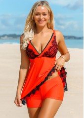 Lace Stitching Spaghetti Strap Swimdress and Shorts | thumb picture 