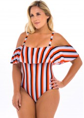 Plus Size Striped Cold Shoulder One Piece Swimwear | thumb picture 