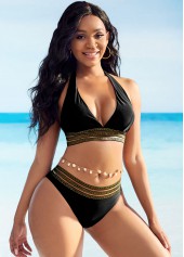 Sheer Mesh Halter Tie Back Bikini Set