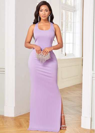 Modlily Round Neck Wide Strap Ladder Cutout Bodycon Dress - S