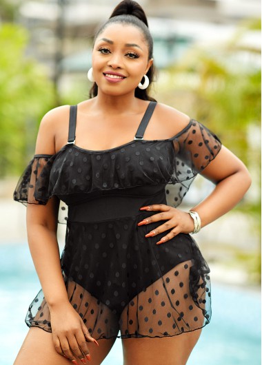 Modlily Plus Size Mesh Stitching One Piece Swimwear - 3X