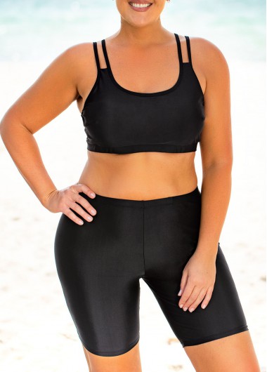 Modlily Plus Size Solid High Waisted Bikini Set - 3X