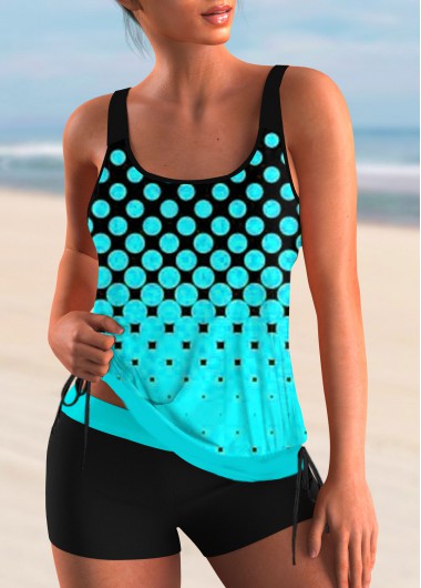 Modlily Polka Dot Spaghetti Strap Tankini Set - L
