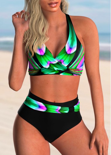 Modlily High Waisted Colorful Printed Bikini Set - XL