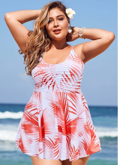 Modlily Plus Size Tribal Print Cross Strap Swimdress and Shorts - 1X