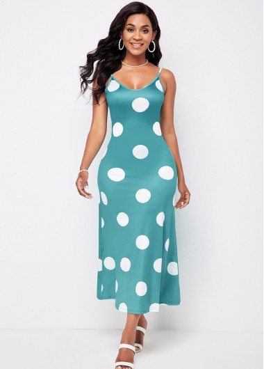 Modlily Spaghetti Strap Polka Dot Mermaid Dress - XL