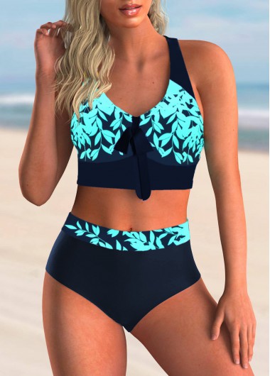 Modlily Printed Bowknot High Waisted Bikini Set - 2XL