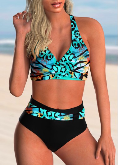 Modlily Animal Pattern Criss Cross Back Bikini Set - XL