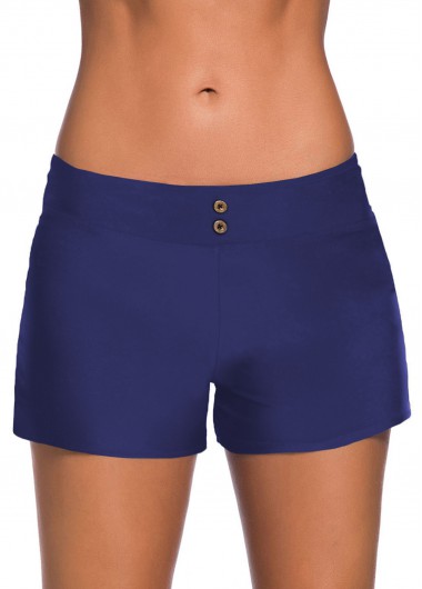 Modlily Elastic Waist Button Detail Mid Waist Swim Shorts - 5XL