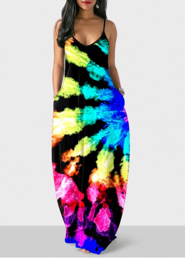 Modlily Multicolor Tie Dye Print Cami Dress - S