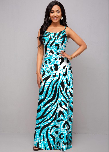 Modlily Animal Prints Spaghetti Strap Maxi Dress - L