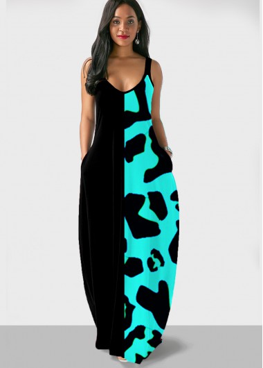 Modlily Animal Pattern Spaghetti Strap Maxi Dress - L