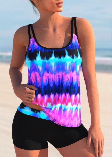 Modlily Colorful Print Spaghetti Strap Tankini Set - XXL