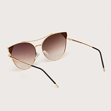 1 Pair Round Frame Brown Metal Sunglasses