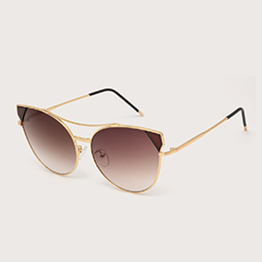 1 Pair Round Frame Brown Metal Sunglasses
