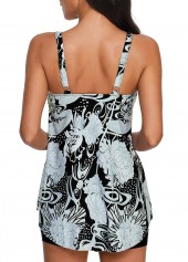 Asymmetric Hem Floral Print Strappy Swimdress and Shorts