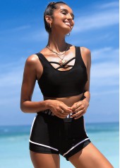 Letter Print Cross Strap High Waisted Bikini Set | thumb picture 