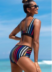Rainbow Stripe Ladder Cutout Bikini Set | thumb picture 